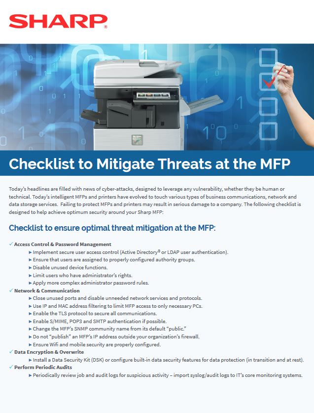 Mfp Security Checklist, Sharp, South Mississippi Business Machines