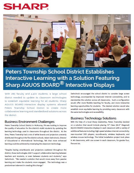 Sharp, Peters Township, School District, Aquos Board, Case Study, Education, South Mississippi Business Machines