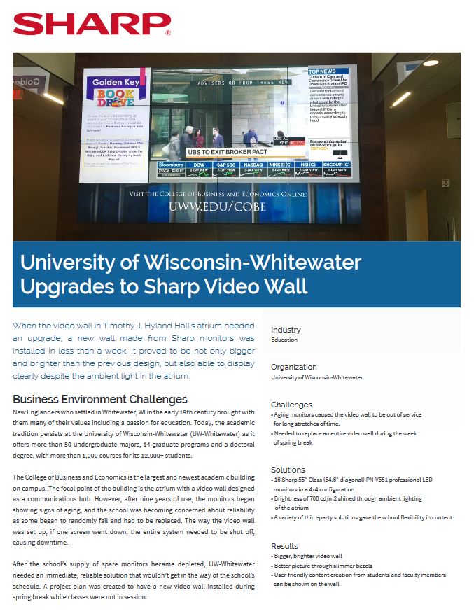 Sharp, University Of Wisconsin, Video Wal,l Case Study, Education, South Mississippi Business Machines